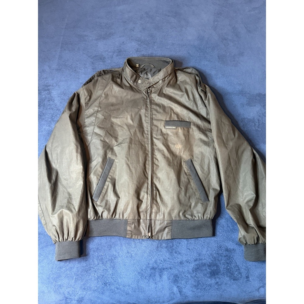 Vtg Members Only Racer Jacket Mens Sz 42 Black Bomber Coat